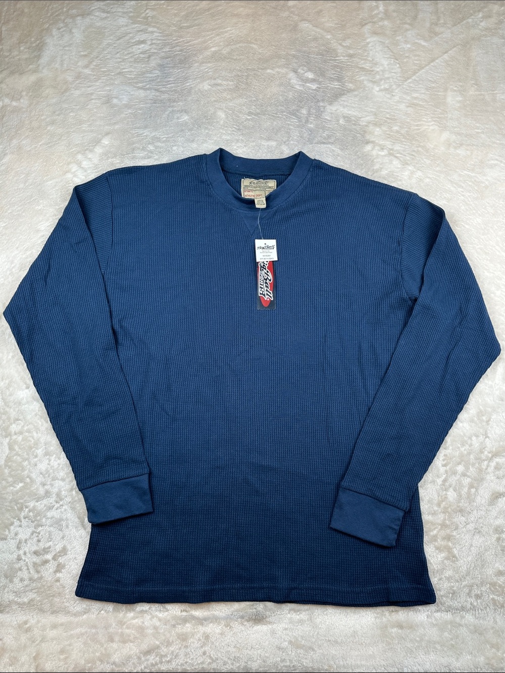 Big Ball Sports Mns L Thermal Shirt NWT Blue Waffle Knit Long Sleeve FP-8014-BAS